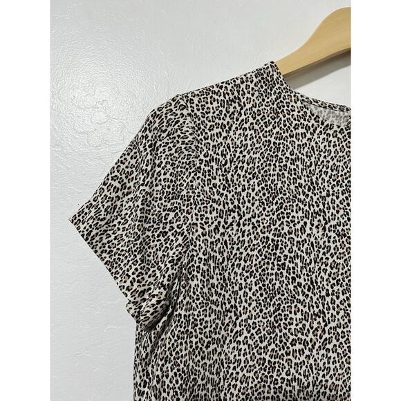 Jenni Kayne Mini Leopard Print T-Shirt Shift Dress Size S Viscose Quiet Luxury - Picture 4 of 7